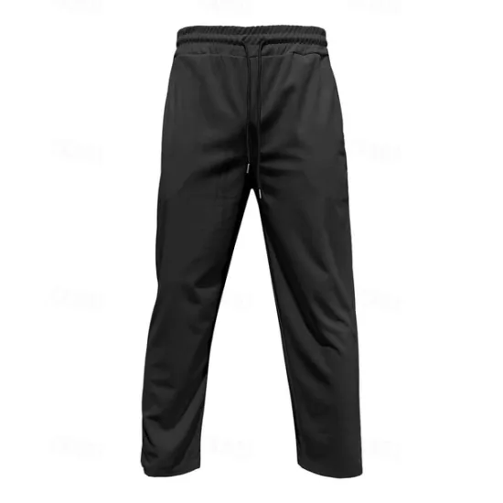 Online OUKU Men's Corduroy Pants Casual Pants Pocket Drawstring Elastic Waist Plain Comfort Sports Outdoor Daily Fashion Casual Black White Micro-elastic