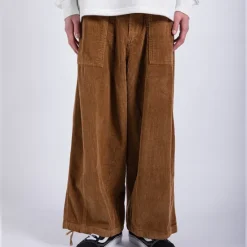 OUKU Men's Corduroy Pants Trousers Baggy Pants Casual Pants Pocket Wide Leg Baggy Solid Color Comfort Warm Full Length Casual Daily Fashion Streetwear Loose Fit Black Brown