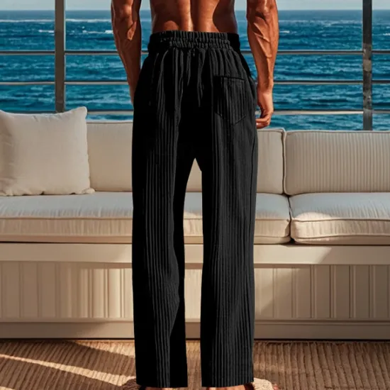 Discount OUKU Men's Corduroy Pants Trousers Summer Pants Beach Pants Pocket Elastic Waist Drawstring Plain Comfort Sports Outdoor Daily Fashion Casual Black Green Micro-elastic