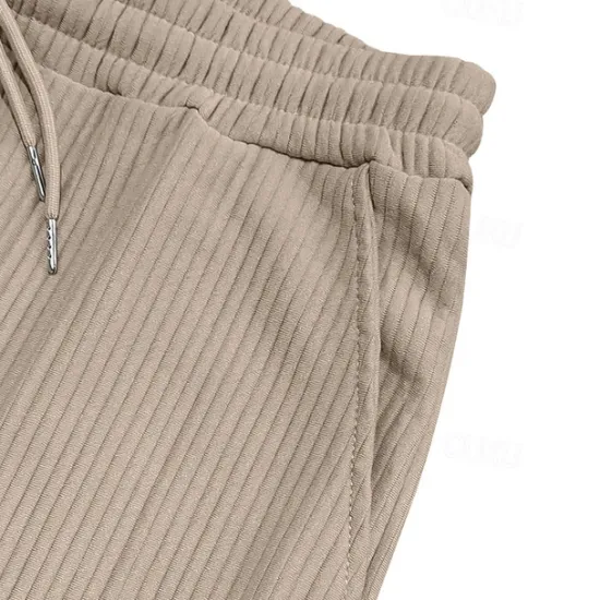 Discount OUKU Men's Corduroy Pants Trousers Summer Pants Beach Pants Pocket Elastic Waist Drawstring Plain Comfort Sports Outdoor Daily Fashion Casual Black Green Micro-elastic