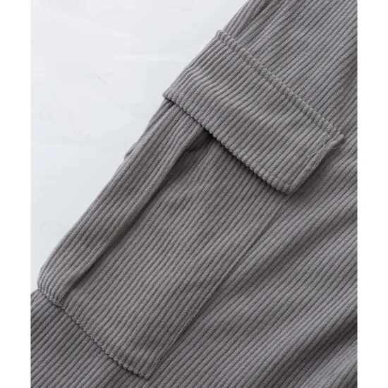 New OUKU Men's Corduroy Pants Trousers Casual Pants Drawstring Elastic Waist Multi Pocket Plain Comfort Sports Outdoor Daily Fashion Casual Black Army Green Micro-elastic