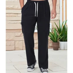 New OUKU Men's Corduroy Pants Trousers Casual Pants Drawstring Elastic Waist Multi Pocket Plain Comfort Sports Outdoor Daily Fashion Casual Black Army Green Micro-elastic