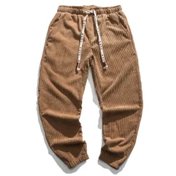 Discount OUKU Men's Corduroy Pants Warm Solid Colored Warm Sports Full Length Outdoor Daily Casual / Sporty Chino Slim Black Blue Low Waist Inelastic
