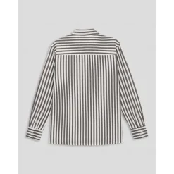 Clearance OUKU Men's Cotton Long Sleeve Striped Fold-over Collar School Formal Clothing Apparel Elegant Active Vacation Vintage Black