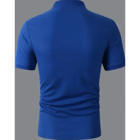 New OUKU Men's Cotton Blend Polo Shirt Golf Shirt Casual Holiday Ribbed Polo Collar Short Sleeve Fashion Basic Solid Color Patchwork Pocket Summer Regular Fit Light Blue Black White Yellow Royal Blue Cotton