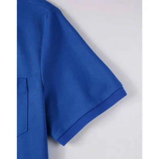 New OUKU Men's Cotton Blend Polo Shirt Golf Shirt Casual Holiday Ribbed Polo Collar Short Sleeve Fashion Basic Solid Color Patchwork Pocket Summer Regular Fit Light Blue Black White Yellow Royal Blue Cotton