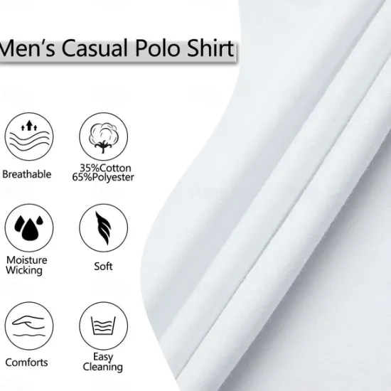 OUKU Men's Cotton Blend Polo Shirt Golf Shirt Casual Holiday Lapel Short Sleeve Fashion Basic Houndstooth Plaid / Check Patchwork Pocket Summer Regular Fit Dark Grey White Sky Blue Orange Khaki Cotton