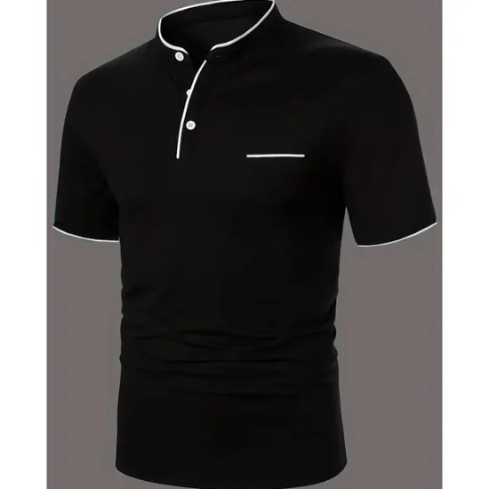 New OUKU Men's Cotton Blend Polo Shirt Golf Shirt Street Casual Stand Collar Banded Collar Short Sleeve Fashion Basic Plain Classic Summer Regular Fit Navy Black White Red Cotton Blend Polo Shirt