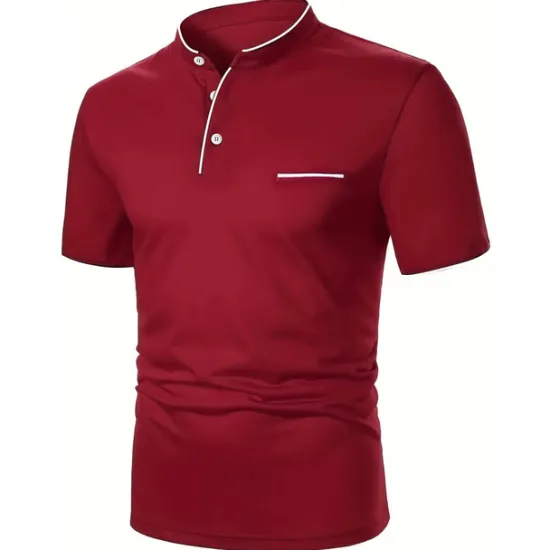 New OUKU Men's Cotton Blend Polo Shirt Golf Shirt Street Casual Stand Collar Banded Collar Short Sleeve Fashion Basic Plain Classic Summer Regular Fit Navy Black White Red Cotton Blend Polo Shirt