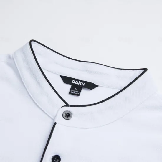 New OUKU Men's Cotton Blend Polo Shirt Golf Shirt Street Casual Stand Collar Banded Collar Short Sleeve Fashion Basic Plain Classic Summer Regular Fit Navy Black White Red Cotton Blend Polo Shirt