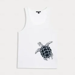 OUKU Men's 100%Cotton 3D Print Tank Top Graphic Fashion Outdoor Casual Vest Top Undershirt Street Casual Daily T shirt White Blue Sleeveless Crew Neck Shirt Spring & Summer Clothing Apparel