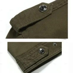 Online OUKU Men's Cotton Embroidered Military Jacket Cargo Jacket with Shoulder Straps Long Sleeve Standing Collar Multi-Pockets Coat Trucker Jacket Tactical Outerwear