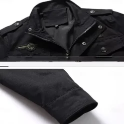 OUKU Men's Cotton Embroidered Military Jacket Cargo Jacket with Shoulder Straps Long Sleeve Standing Collar Multi-Pockets Coat Trucker Jacket Faith Letter Print Tactical Outerwear