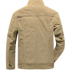 Outlet OUKU Men's Cotton Embroidered Military Jacket Cargo Jacket with Shoulder Straps Long Sleeve Standing Collar Multi-Pockets Coat Trucker Jacket Tactical Outerwear