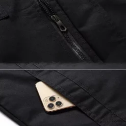 Outlet OUKU Men's Cotton Embroidered Military Jacket Cargo Jacket with Shoulder Straps Long Sleeve Standing Collar Multi-Pockets Coat Trucker Jacket Tactical Outerwear