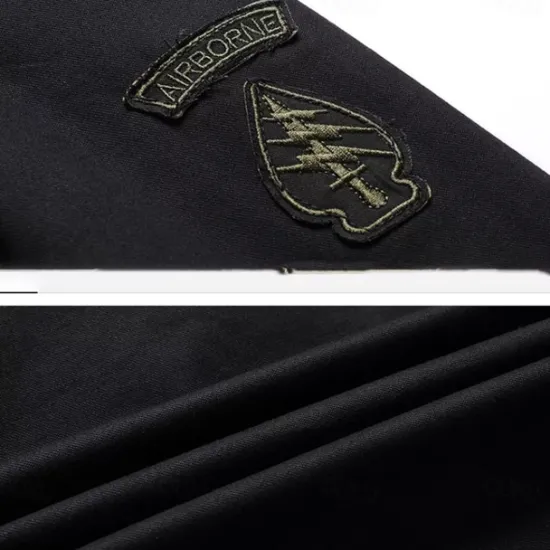 Outlet OUKU Men's Cotton Embroidered Military Jacket Cargo Jacket with Shoulder Straps Long Sleeve Standing Collar Multi-Pockets Coat Trucker Jacket Tactical Outerwear