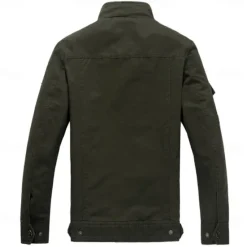 Outlet OUKU Men's Cotton Embroidered Military Jacket Cargo Jacket with Shoulder Straps Long Sleeve Standing Collar Multi-Pockets Coat Trucker Jacket US Flag Print Tactical Outerwear
