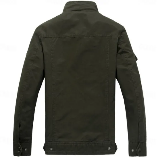 Outlet OUKU Men's Cotton Embroidered Military Jacket Cargo Jacket with Shoulder Straps Long Sleeve Standing Collar Multi-Pockets Coat Trucker Jacket US Flag Print Tactical Outerwear
