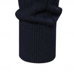 Clearance OUKU Men's Cotton Knit Vertical Stripes Half Zip Knitwear Elegant Christmas Gifts Home Clothing Apparel Fall Winter Black Navy Blue S M L