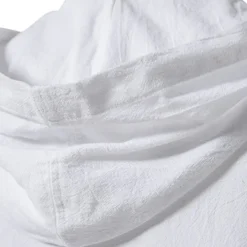 Online OUKU Men's Cotton Linen Shirt Summer Shirt Casual Shirt Beach Shirt Solid Color Vacation Casual Black White Khaki Dark Blue Short Sleeve Hooded Summer Clothing Apparel Drawstring