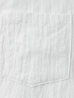 New OUKU Men's Cotton Linen Shirt White Cotton Shirt Summer Shirt Casual Shirt Cuban Collar Shirt Plain Vacation Hawaiian Black White Yellow Green Short Sleeve Lapel Spring & Summer Clothing Apparel Pocket