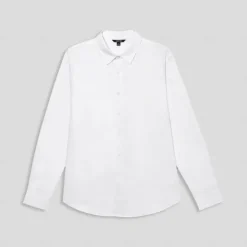 OUKU Men's Cotton Linen Shirt White Light Blue Long Sleeve Solid Color Shirt Collar School Formal Buttons Clothing Apparel Elegant Vacation Vintage Tropical