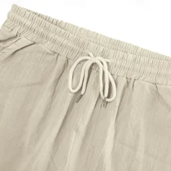 New OUKU Men's Cotton Linen Shorts Cargo Shorts Shorts Summer Shorts Drawstring Elastic Waist Multi Pocket Plain Comfort Wearable Knee Length Outdoor Sport Daily Fashion Casual Black White