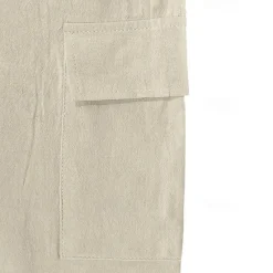 New OUKU Men's Cotton Linen Shorts Cargo Shorts Shorts Summer Shorts Drawstring Elastic Waist Multi Pocket Plain Comfort Wearable Knee Length Outdoor Sport Daily Fashion Casual Black White