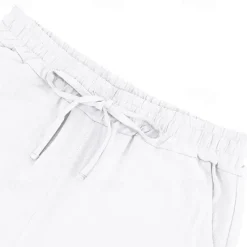Clearance OUKU Men's Cotton Linen Shorts Pocket Drawstring Elastic Waist Plain Comfort Breathable Short Vacation Black White