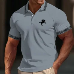OUKU Men's Cotton Polo Shirt Golf Shirt Casual Sports Ribbed Polo Collar Short Sleeve Fashion Basic Color Block Patchwork Embroidered Summer Regular Fit Black White Yellow Gray Cotton Polo Shirt