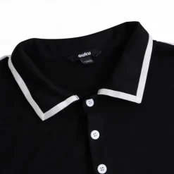 New OUKU Men's Cotton Polo Shirt Golf Polos Shirts Work Casual Lapel Ribbed Polo Collar Short Sleeve Basic Modern Color Block Patchwork Buttons Spring & Summer Regular Fit Navy-blue Wine Black Cotton Polo