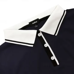 Clearance OUKU Men's Cotton Polo Shirt Golf Shirt Business Casual Ribbed Polo Collar Short Sleeve Fashion Basic Solid Color Color Block Buttons Summer Spring & Fall Regular Fit Light Blue Black Blue Cotton Polo