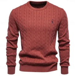 Hot OUKU Men's Cotton Pullover Sweater Jumper Knit Embroidery Deer Crew Neck Knitwear Elegant Christmas Outdoor Clothing Apparel Fall Winter Black White S M L