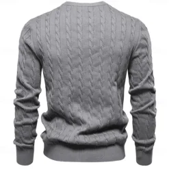 Hot OUKU Men's Cotton Pullover Sweater Jumper Knit Embroidery Deer Crew Neck Knitwear Elegant Christmas Outdoor Clothing Apparel Fall Winter Black White S M L