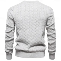 Hot OUKU Men's Cotton Pullover Sweater Jumper Knit Embroidery Deer Crew Neck Knitwear Elegant Christmas Outdoor Clothing Apparel Fall Winter Black White S M L