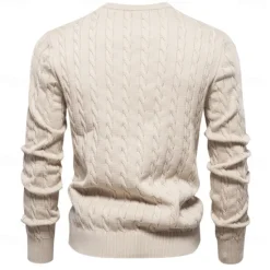 Hot OUKU Men's Cotton Pullover Sweater Jumper Knit Embroidery Deer Crew Neck Knitwear Elegant Christmas Outdoor Clothing Apparel Fall Winter Black White S M L