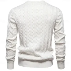 Hot OUKU Men's Cotton Pullover Sweater Jumper Knit Embroidery Deer Crew Neck Knitwear Elegant Christmas Outdoor Clothing Apparel Fall Winter Black White S M L