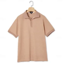 Outlet OUKU Men's Cotton Waffle Polo Shirts Golf Shirt Casual Holiday Lapel Ribbed Polo Collar Short Sleeve Fashion Basic Plain Buttons Soft Summer Spring Regular Fit White Yellow Green Gray Waffle Polo