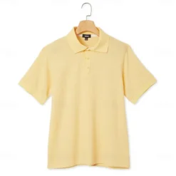 Outlet OUKU Men's Cotton Waffle Polo Shirts Golf Shirt Casual Holiday Lapel Ribbed Polo Collar Short Sleeve Fashion Basic Plain Buttons Soft Summer Spring Regular Fit White Yellow Green Gray Waffle Polo