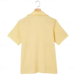 Outlet OUKU Men's Cotton Waffle Polo Shirts Golf Shirt Casual Holiday Lapel Ribbed Polo Collar Short Sleeve Fashion Basic Plain Buttons Soft Summer Spring Regular Fit White Yellow Green Gray Waffle Polo