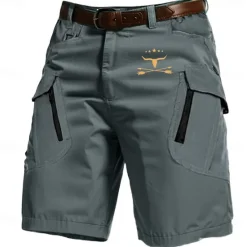 Discount OUKU Men's Cow Arrow Cargo Shorts Mid Waist Sports Fashion Streetwear Sports Outdoor Casual Daily Drawstring Side Pockets Elastic Waist Designer Clothing Apparel