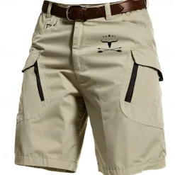 Discount OUKU Men's Cow Arrow Cargo Shorts Mid Waist Sports Fashion Streetwear Sports Outdoor Casual Daily Drawstring Side Pockets Elastic Waist Designer Clothing Apparel