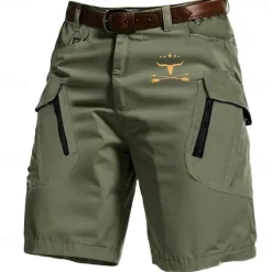 Discount OUKU Men's Cow Arrow Cargo Shorts Mid Waist Sports Fashion Streetwear Sports Outdoor Casual Daily Drawstring Side Pockets Elastic Waist Designer Clothing Apparel