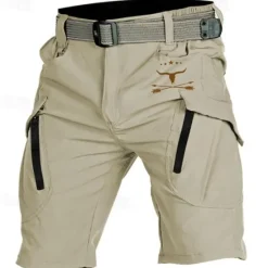 Best OUKU Men's Cow Cargo Shorts Mid Waist Sports Fashion Streetwear Sports Outdoor Casual Daily Side Pockets Elastic Waist Multi Pocket Designer Clothing Apparel