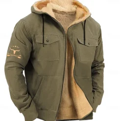 Clearance OUKU Men's Cow Fleece Hoodie Hoodies Fashion Cool Long Sleeve Hooded Holiday Streetwear Blue Brown Zipper Pocket Fall Winter Designer