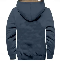 Sale OUKU Men's Cow Fleece Hoodie Hoodies Fashion Cool Long Sleeve Hooded Holiday Hunting Streetwear Blue Brown Zipper Pocket Fall Winter Designer
