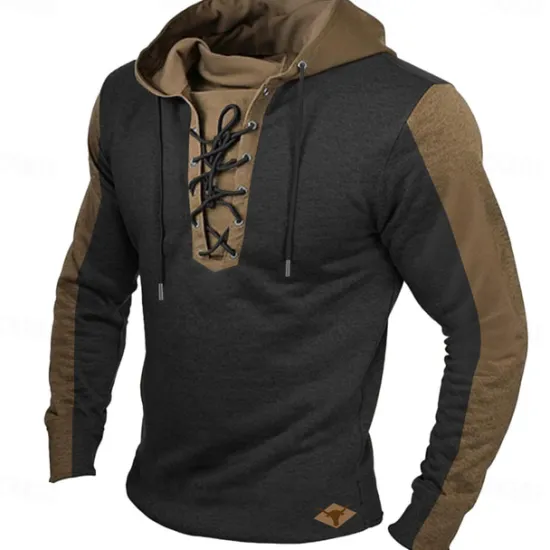 Sale OUKU Men's Cow Hoodies Fashion Cool Long Sleeve Hooded Black White Drawstring Fall Winter Designer