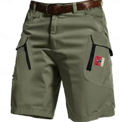 Outlet OUKU Men's Cow Letter Cargo Shorts Mid Waist Sports Fashion Streetwear Sports Outdoor Casual Daily Drawstring Side Pockets Elastic Waist Designer Clothing Apparel