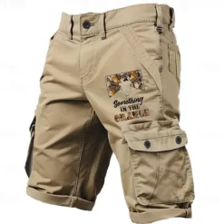 Online OUKU Men's Cow Letter Cargo Shorts Mid Waist Sports Fashion Designer Outdoor Sports Outdoor Casual 6 Pocket Designer Clothing Apparel