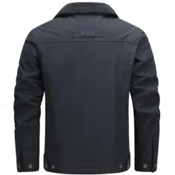 OUKU Men's Cow Print Embroidered Fleece Jacket Sherpa Trucker Jacket Work Cargo Jacket Turn-Down Collar Warm Winter Cotton Jacket Vintage Casual Sports Outdoor Coat Multi-Pockets